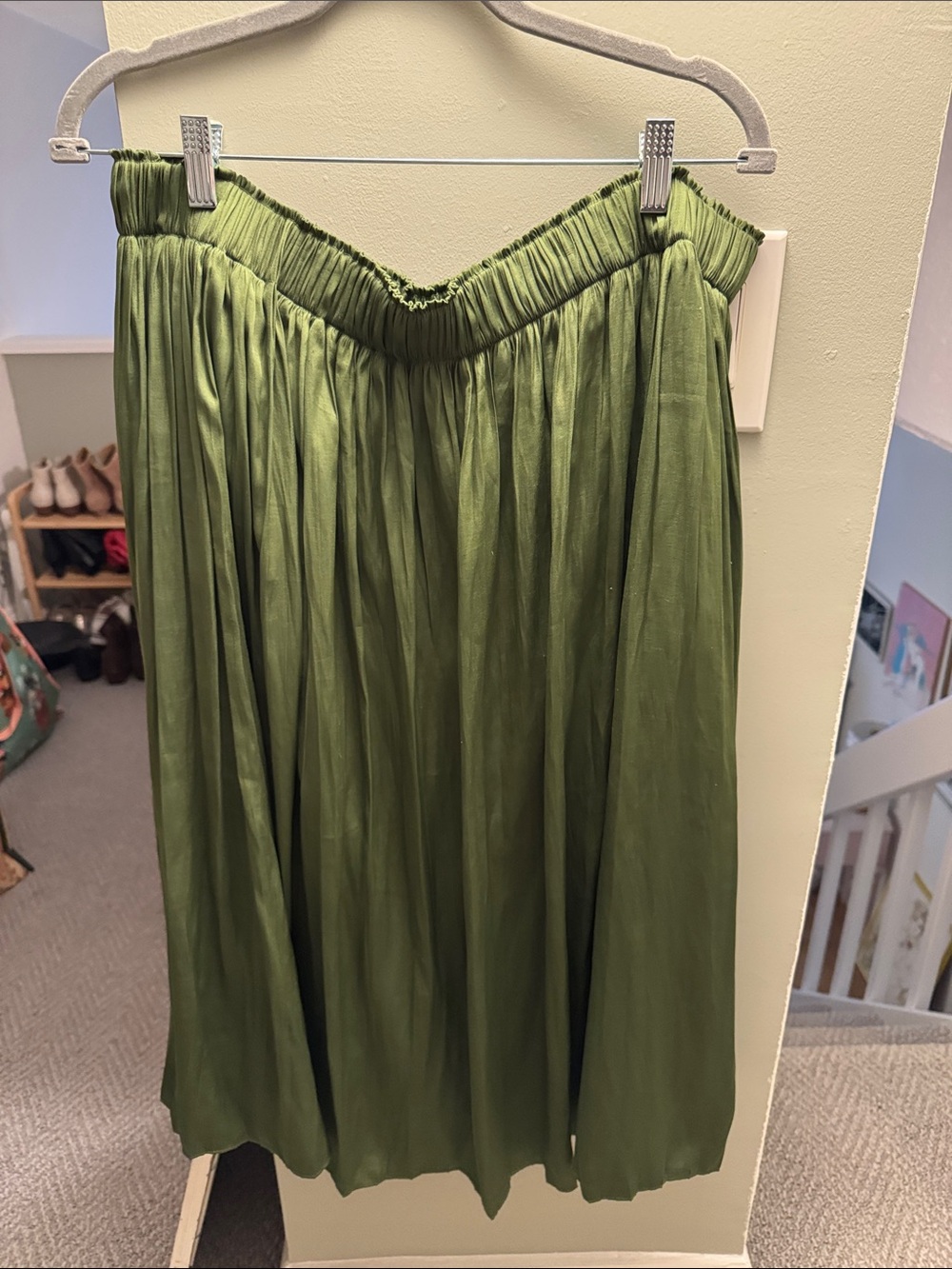 GAP Olive Green A-Line Midi Skirt